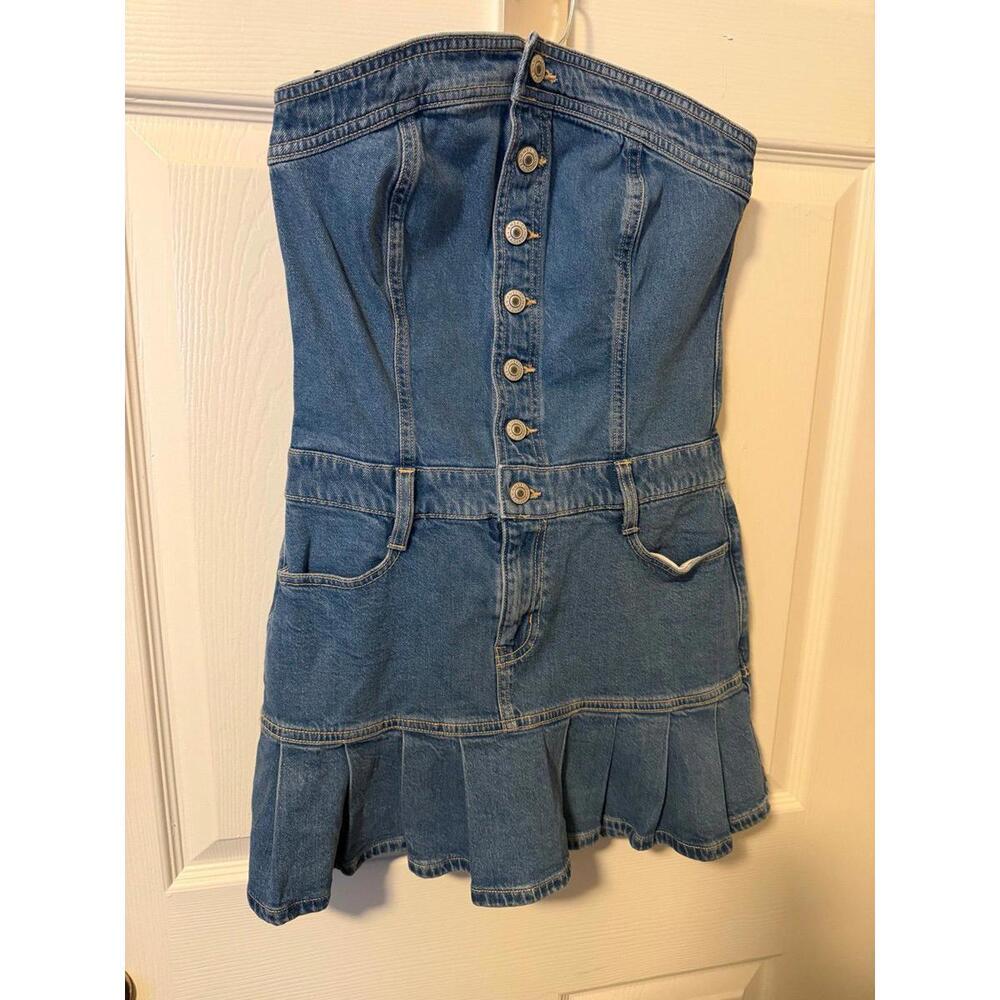 American Eagle Strapless Denim Mini Dress Size 0 NWT Button Front